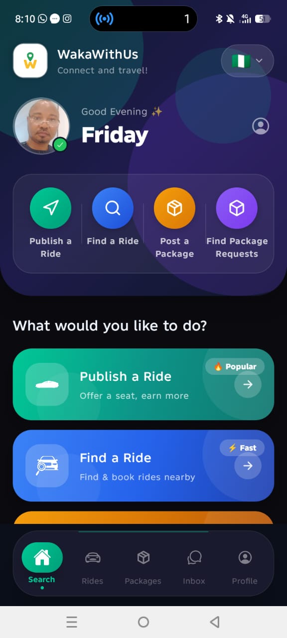 WakaWithUs Mobile Interface